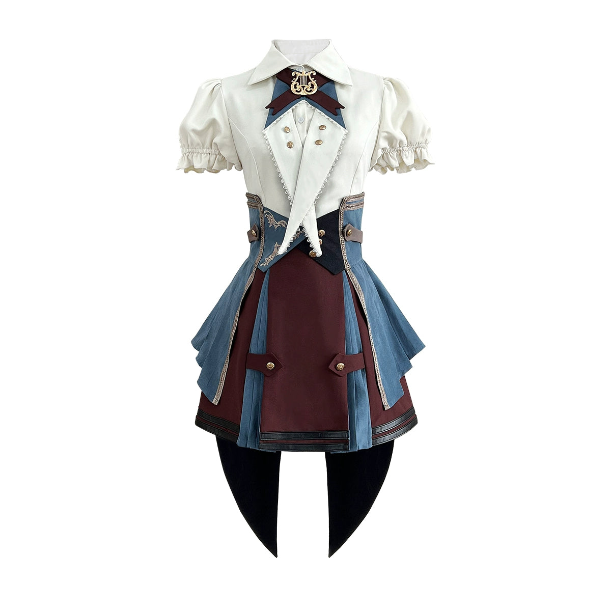Steampunk Lolita Outfit Victorian Retro Color Blocked Skirt Corset Belt Set