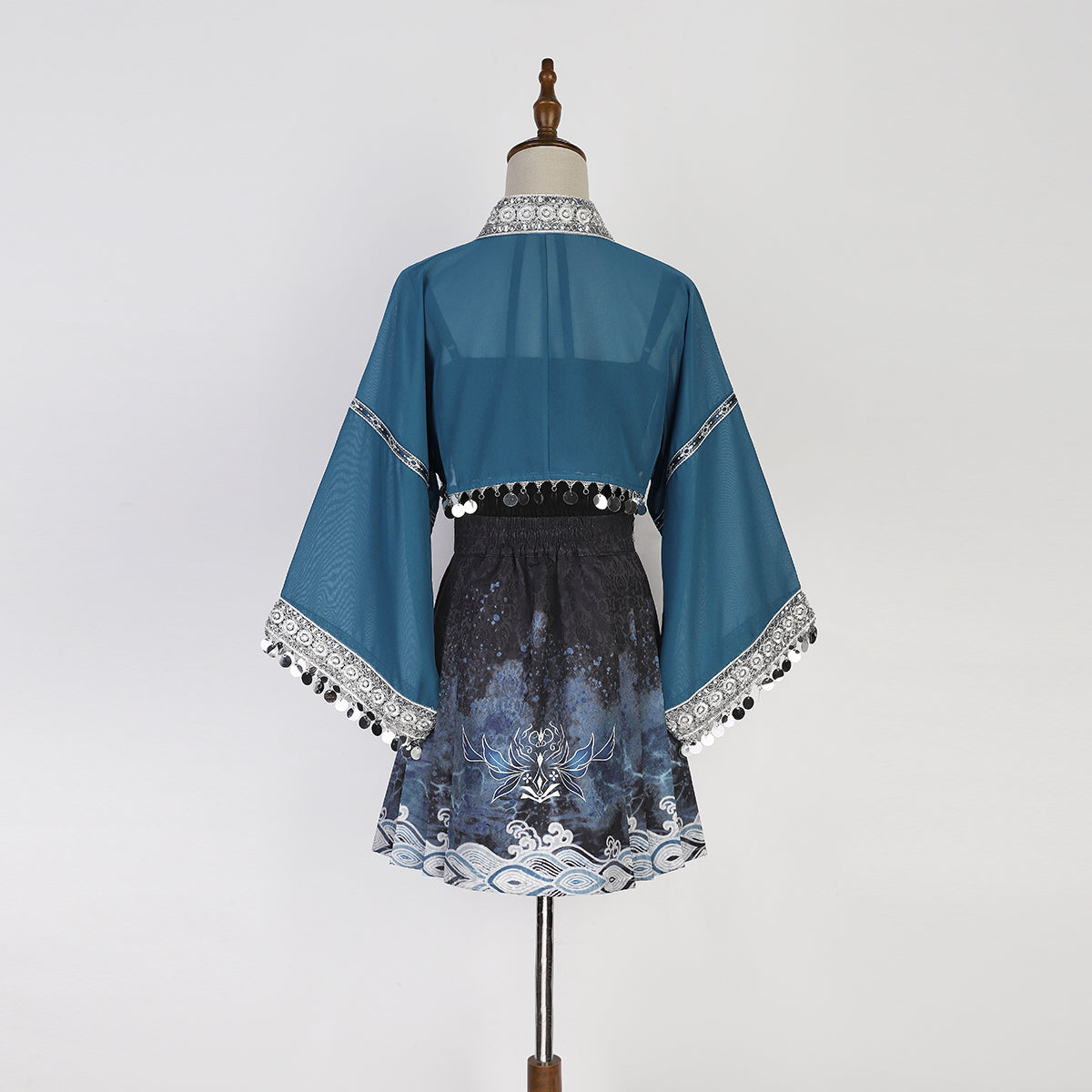 Modern Hanfu clothing Exotic Style Guofeng Short Ma Mian Skirt Blue Hanfu dress