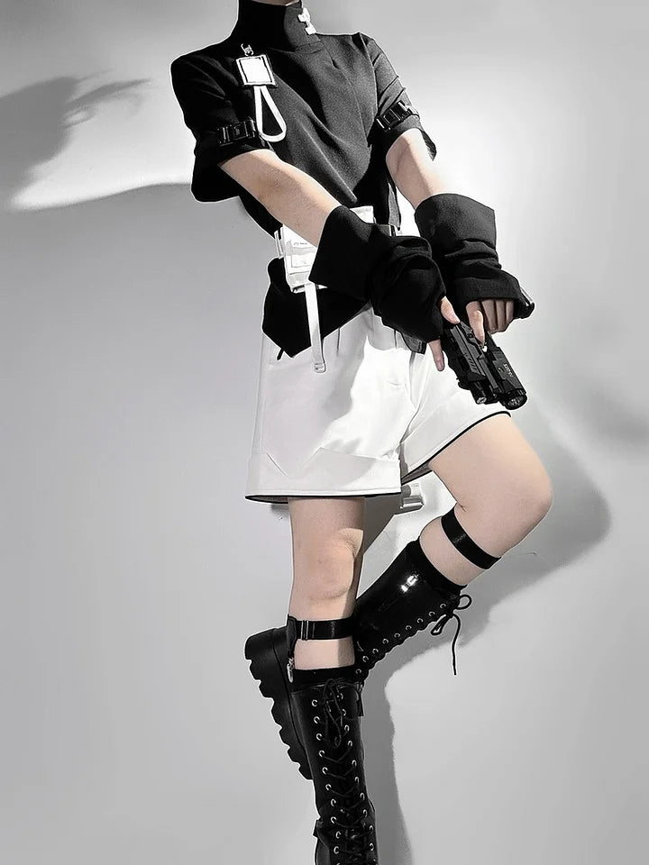 Ouji Fashion Niche Tech Set White Cat Ear Cyber Jacket