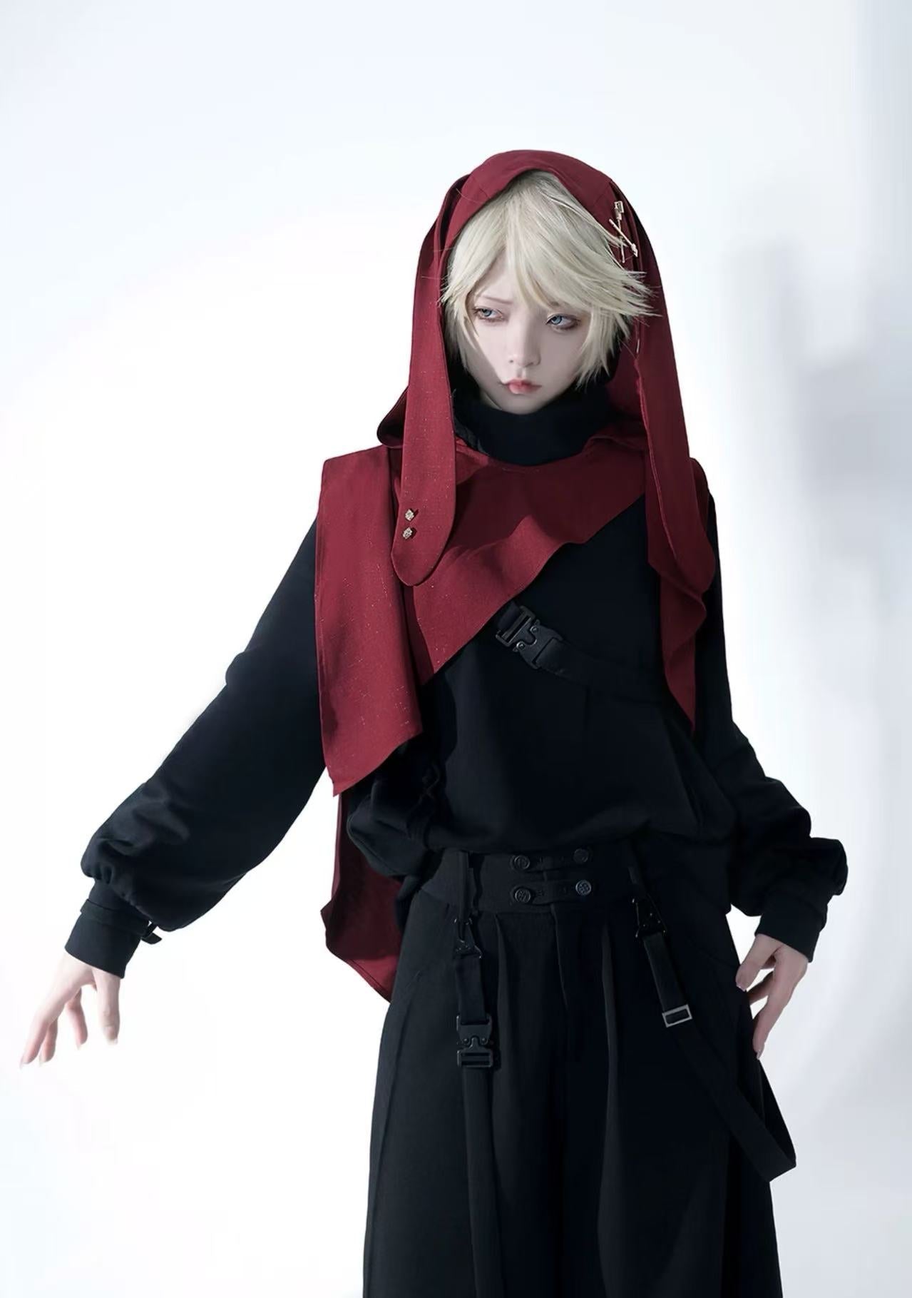 Red Ouji Lolita Cloak Prince-Style Cool Handsome Cape Elegant Outerwear