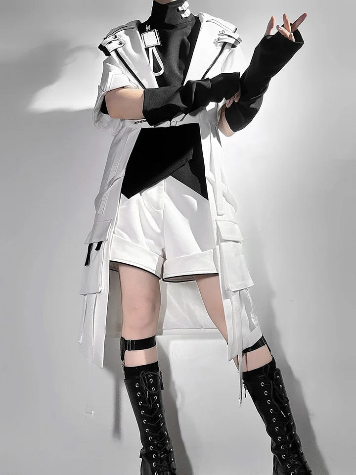 Ouji Fashion Niche Tech Set White Cat Ear Cyber Jacket