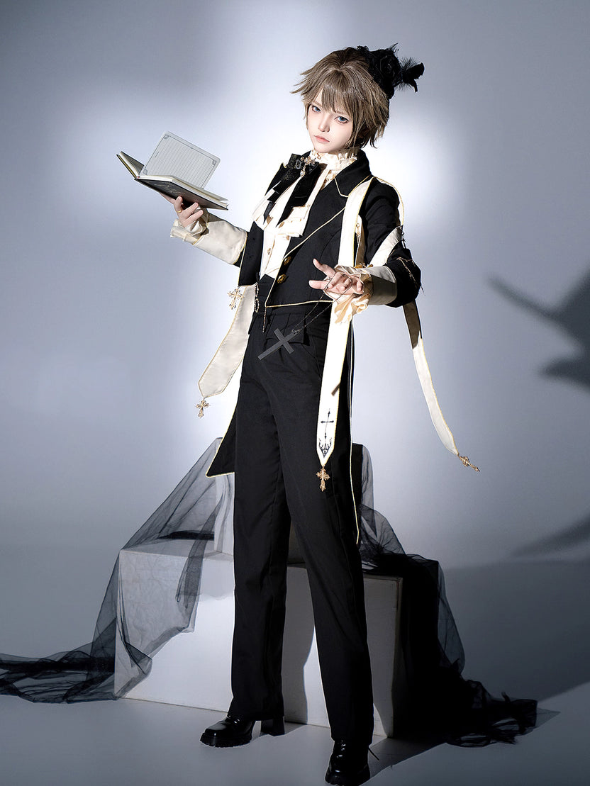 Ouji Fashion Black Pants Prince Style Boyish Elegant Daily Long Trousers