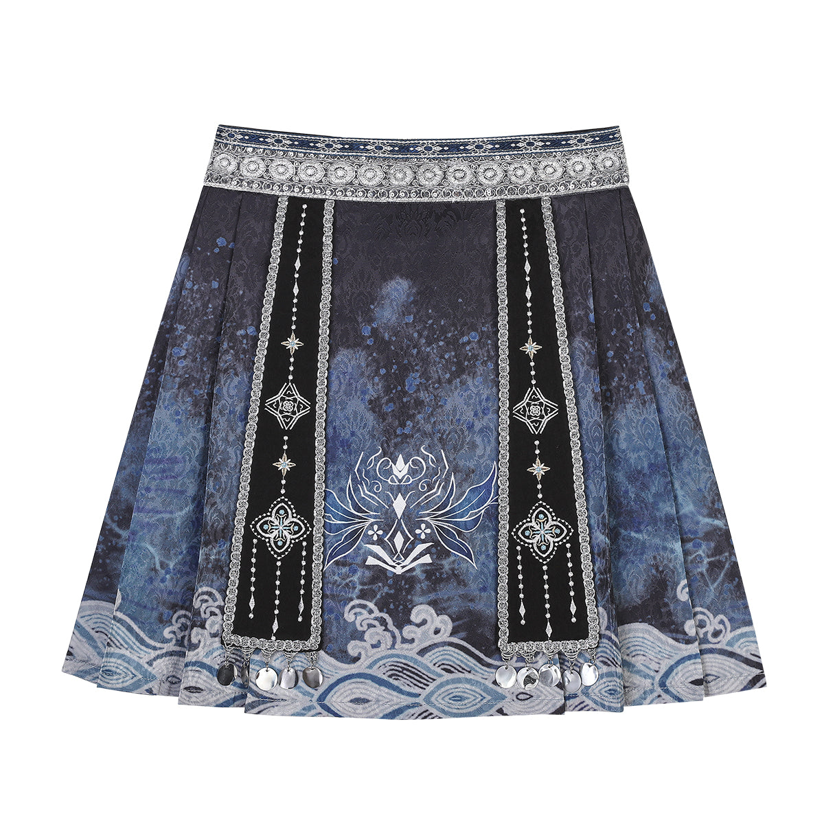 Modern Hanfu clothing Exotic Style Guofeng Short Ma Mian Skirt Blue Hanfu dress
