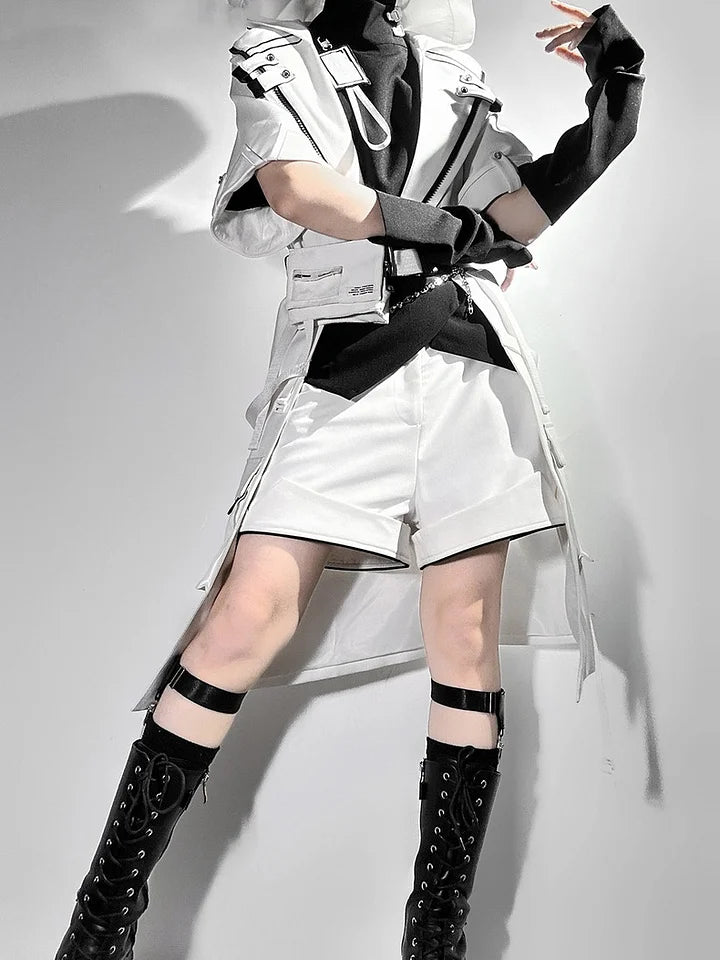 Ouji Fashion Niche Tech Set White Cat Ear Cyber Jacket