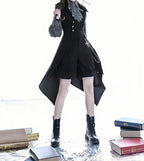 Ouji Fashion Black Long Vest Medieval Prince Asymmetrical Elegant Waistcoat