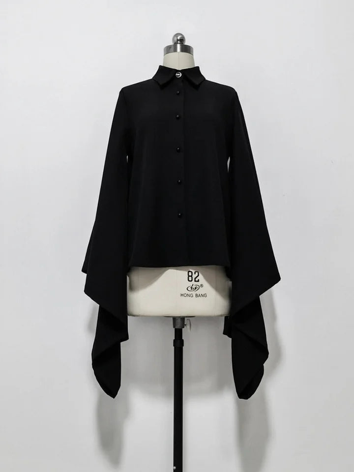 Ouji Goth Lolita Inner Shirt Retro Chinese Style Pointed Neck Big Sleeve Elegant Cape