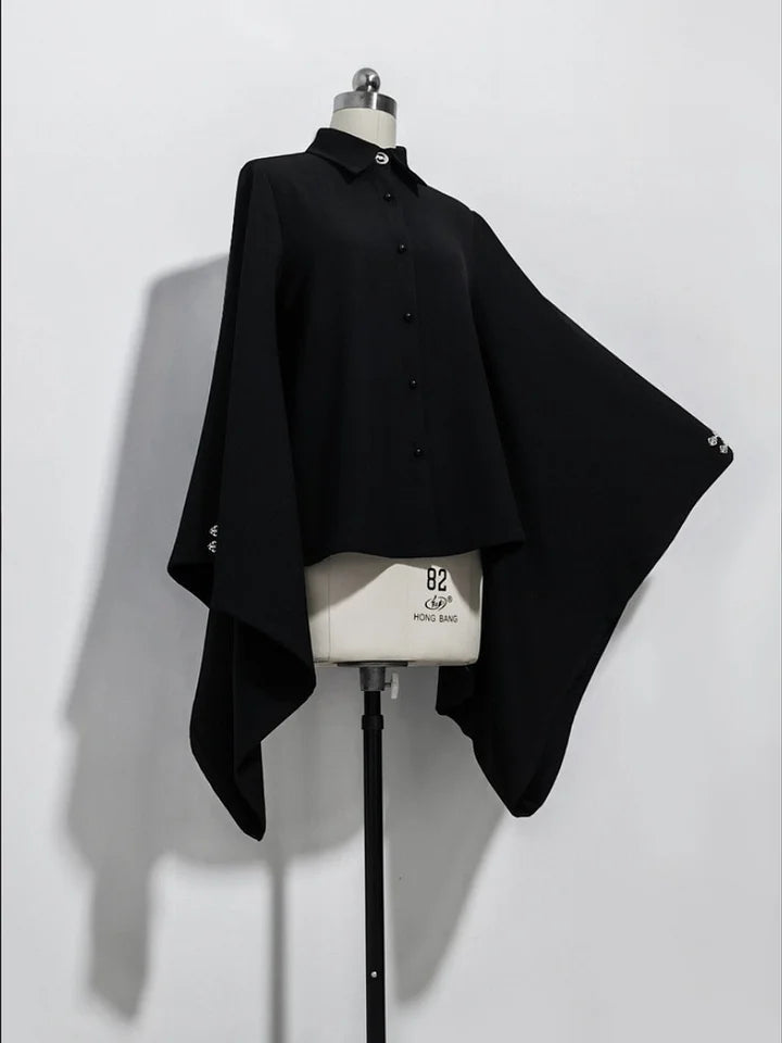 Ouji Goth Lolita Inner Shirt Retro Chinese Style Pointed Neck Big Sleeve Elegant Cape