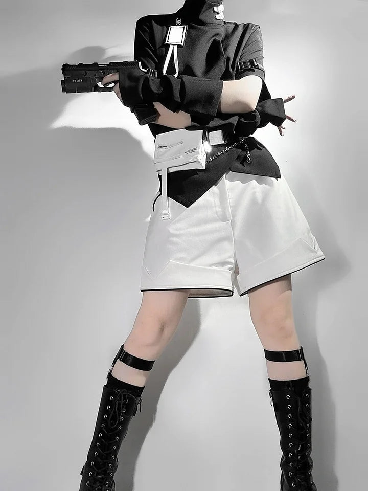 Ouji Fashion Niche Tech Set White Cat Ear Cyber Jacket