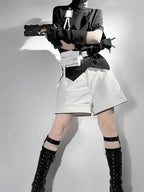 Ouji Fashion Niche Tech Set White Cat Ear Cyber Jacket