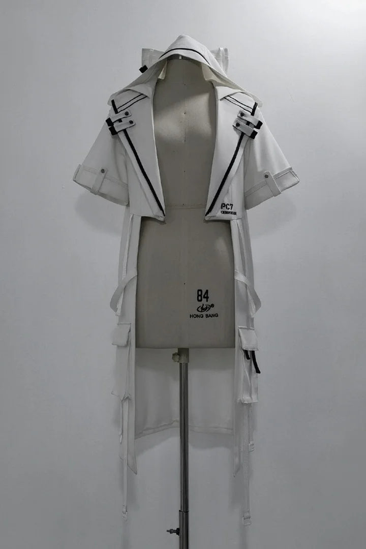 Ouji Fashion Niche Tech Set White Cat Ear Cyber Jacket