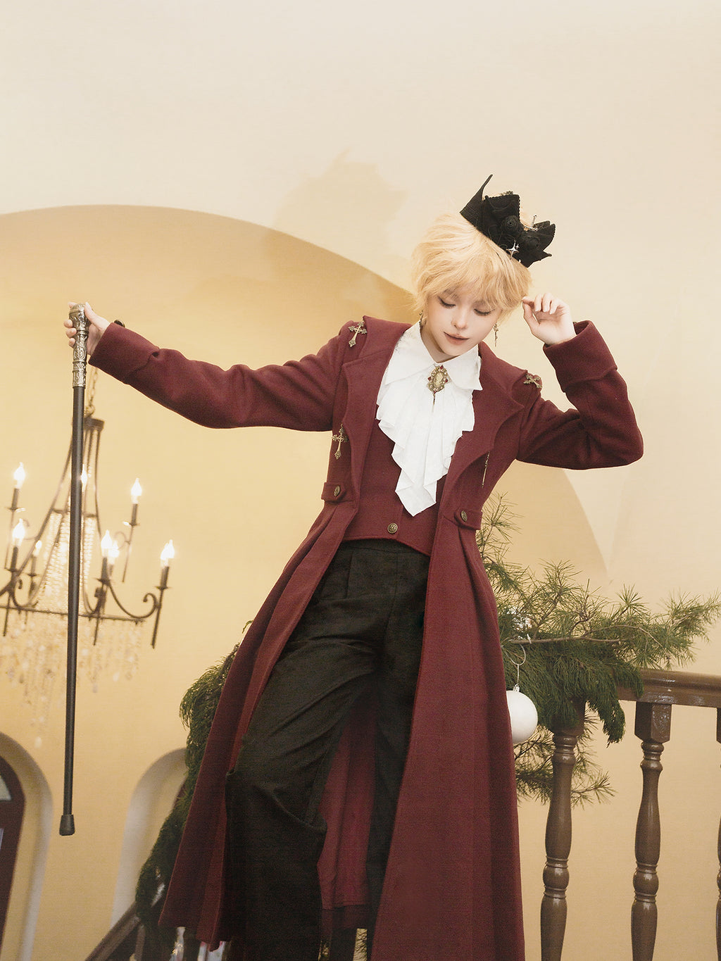 Ouji Fashion Black Pants Dracula Legend Medieval Prince Autumn Winter Trousers