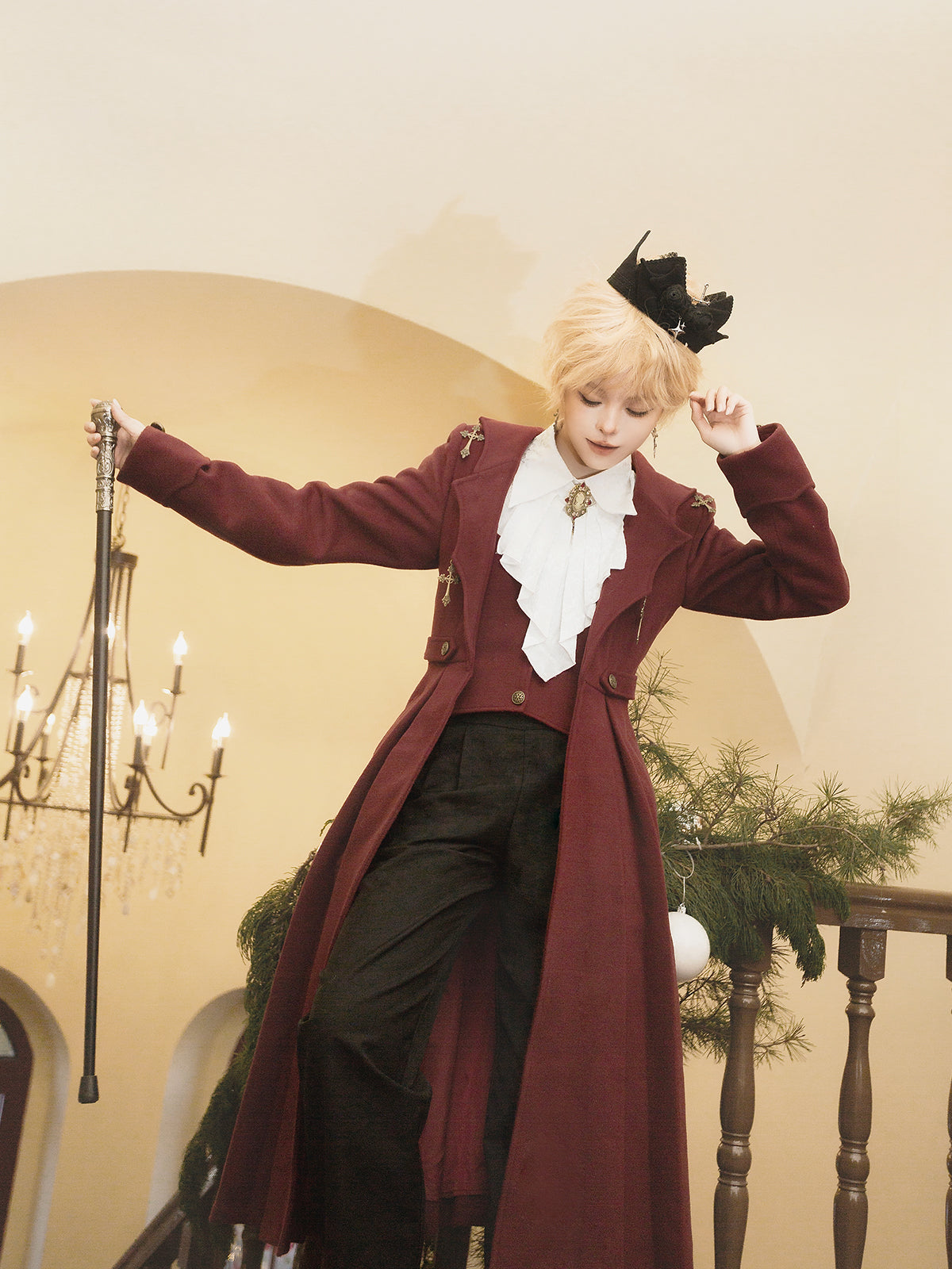 Ouji Fashion Black Pants Dracula Legend Medieval Prince Autumn Winter Trousers