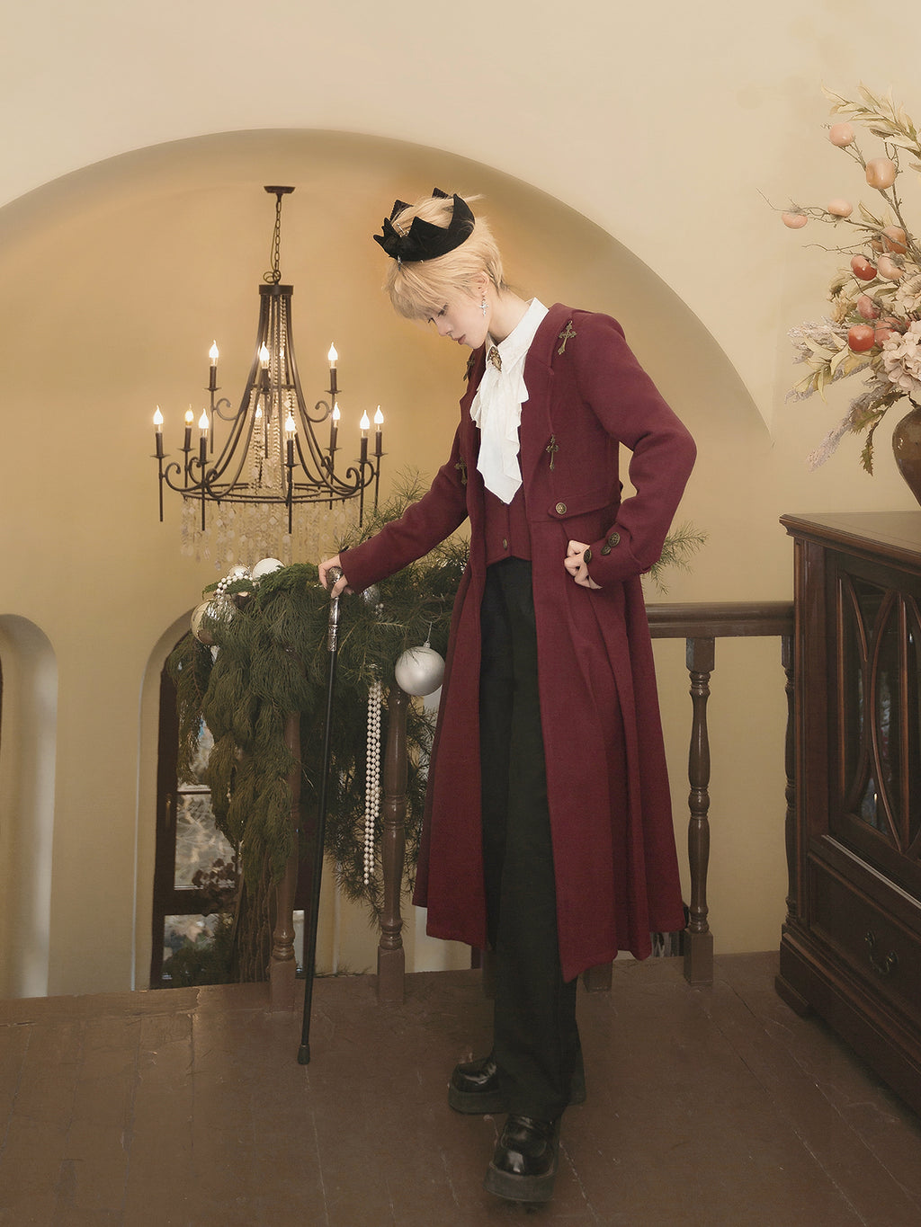 Ouji Fashion Black Pants Dracula Legend Medieval Prince Autumn Winter Trousers