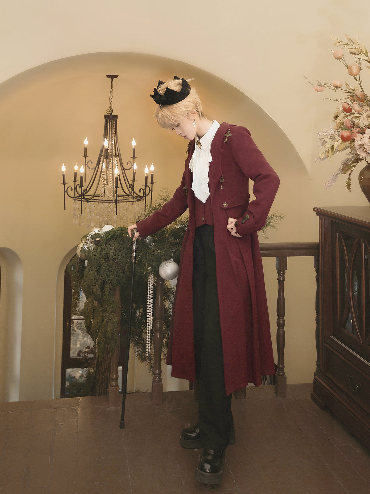 Ouji Fashion Black Pants Dracula Legend Medieval Prince Autumn Winter Trousers