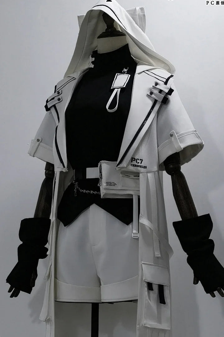 Ouji Fashion Niche Tech Set White Cat Ear Cyber Jacket