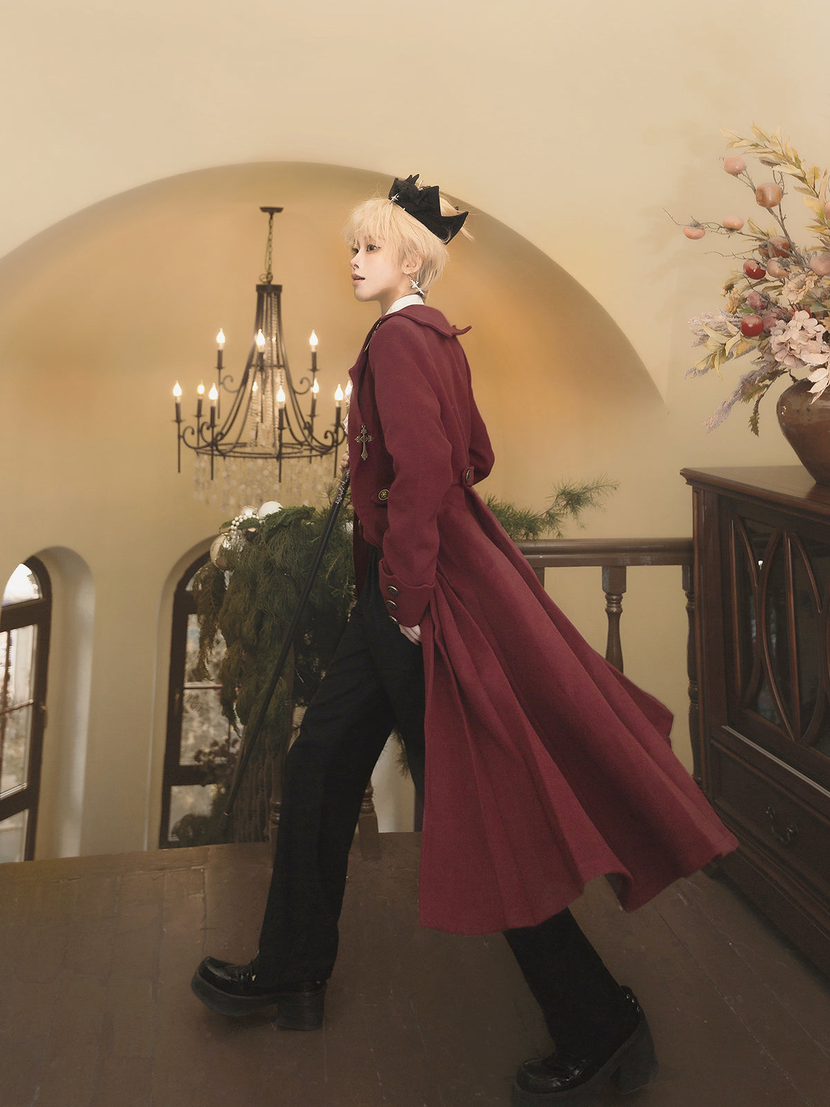 Ouji Fashion Black Pants Dracula Legend Medieval Prince Autumn Winter Trousers