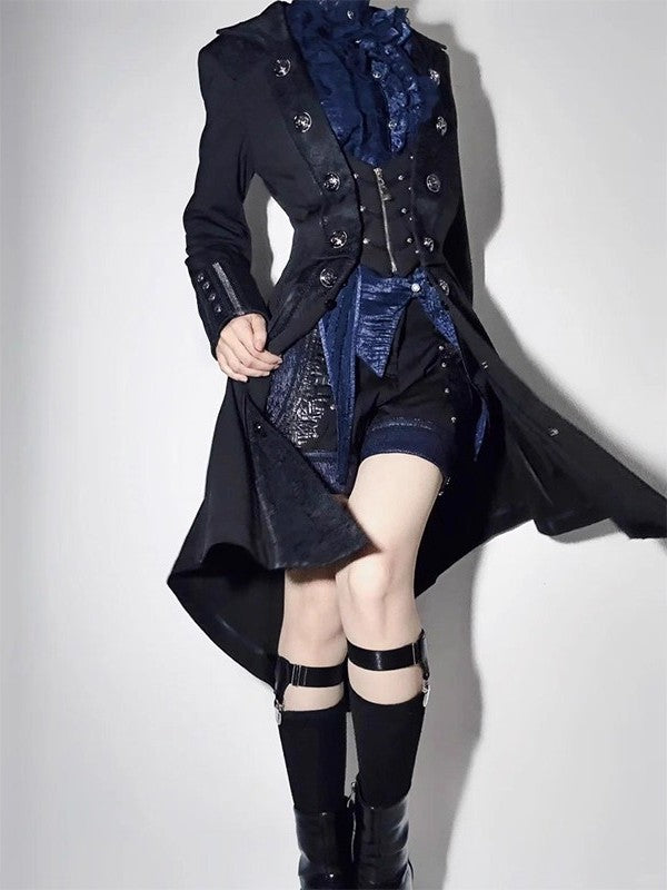 Ouji Fashion Lolita Gothic Steampunk Coat Set Unisex Victorian Tailcoat Ensemble