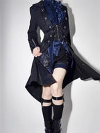 Ouji Fashion Lolita Gothic Steampunk Coat Set Unisex Victorian Tailcoat Ensemble