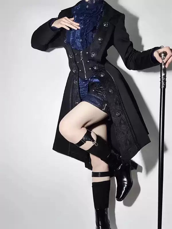 Ouji Fashion Lolita Gothic Steampunk Coat Set Unisex Victorian Tailcoat Ensemble