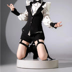 Ouji Fashion Lolita Set by Three Cats Original Design Black White Butler-Style Ensemble