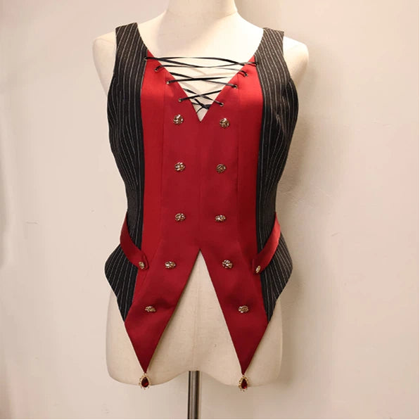 Ouji Fashion Lolita Steampunk Gothic Set Red Black Victorian Prince Style Ensemble