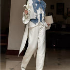 Ouji Fashion Lolita Victorian Blue White Set Embroider Tailcoat Ensemble