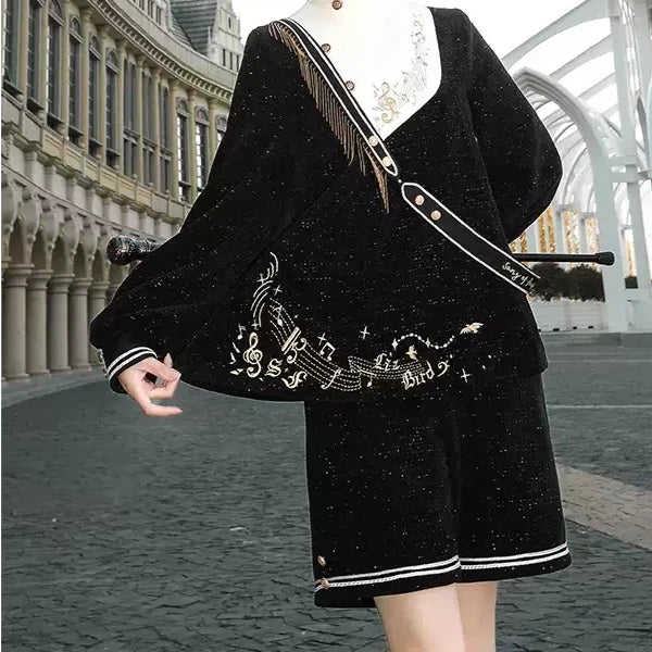 Ouji Lolita Fashion Black Set Gothic Academic Prince Style Ensemble