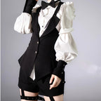 Ouji Fashion Lolita Set by Three Cats Original Design Black White Butler-Style Ensemble
