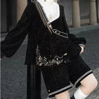 Ouji Lolita Fashion Black Set Gothic Academic Prince Style Ensemble