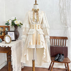 Ouji Fashion Lolita Prince Outfit Victorian Court Gold Jacquard Set with Asymmetric Hem