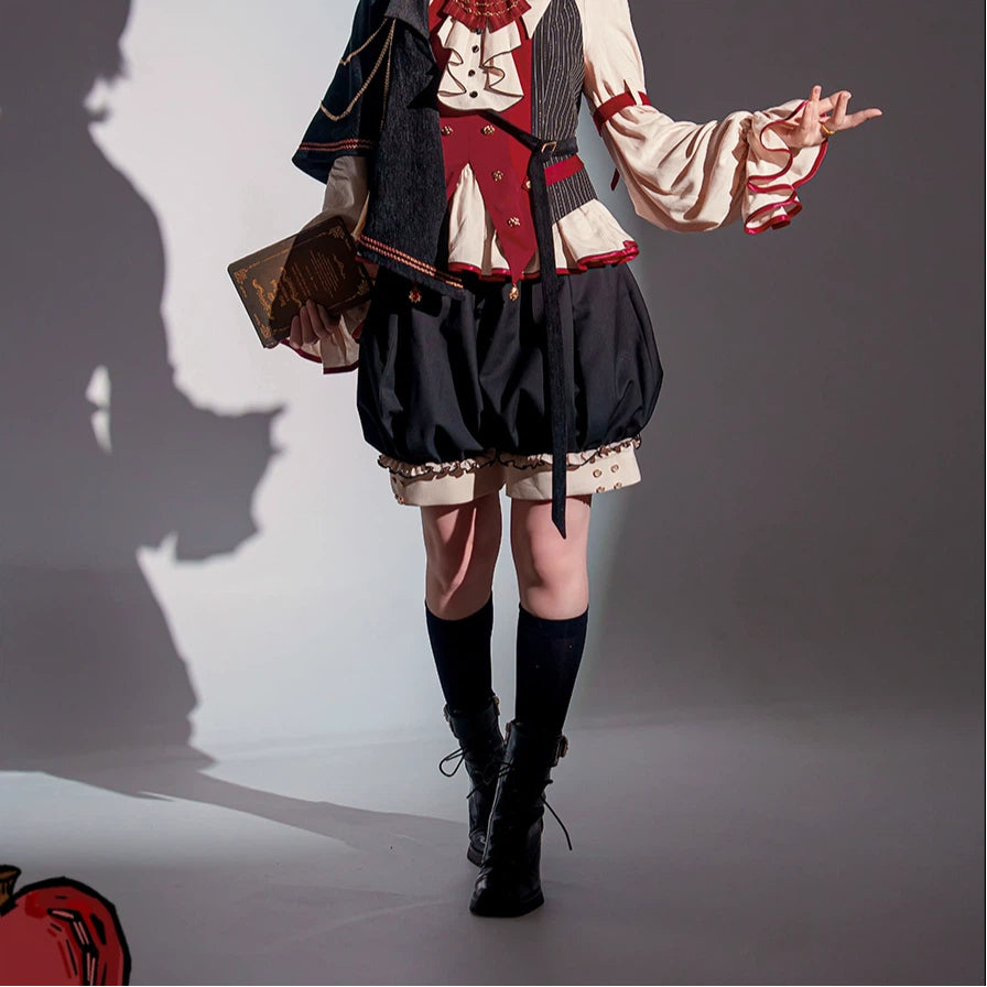 Ouji Fashion Lolita Steampunk Gothic Set Red Black Victorian Prince Style Ensemble