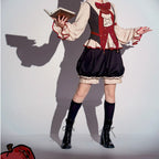 Ouji Fashion Lolita Steampunk Gothic Set Red Black Victorian Prince Style Ensemble