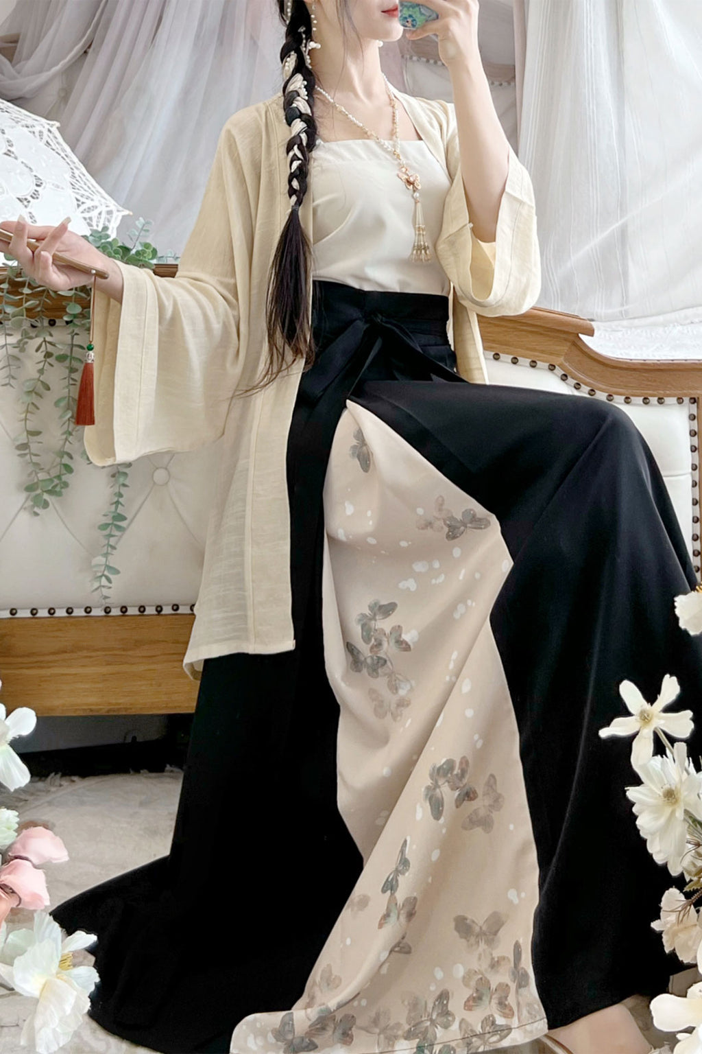 Modern Hanfu  Three-pleated Skirt for Daily Hanfu