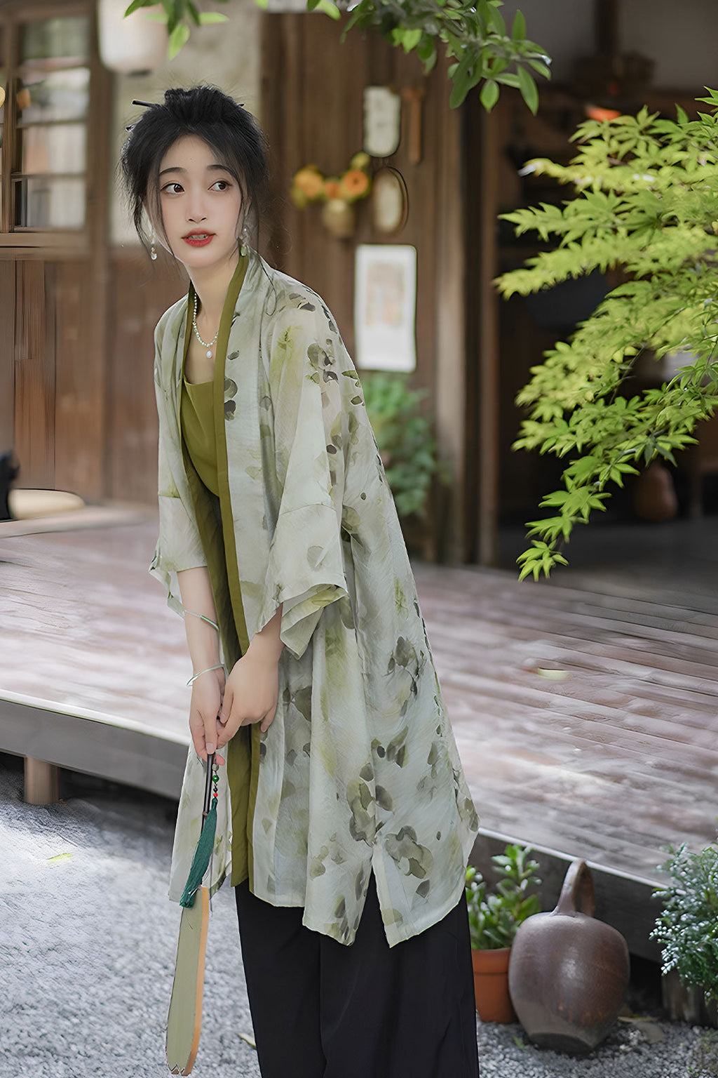 Modern Hanfu Green Hanfu Dress for Spring and Summer Chinese style
