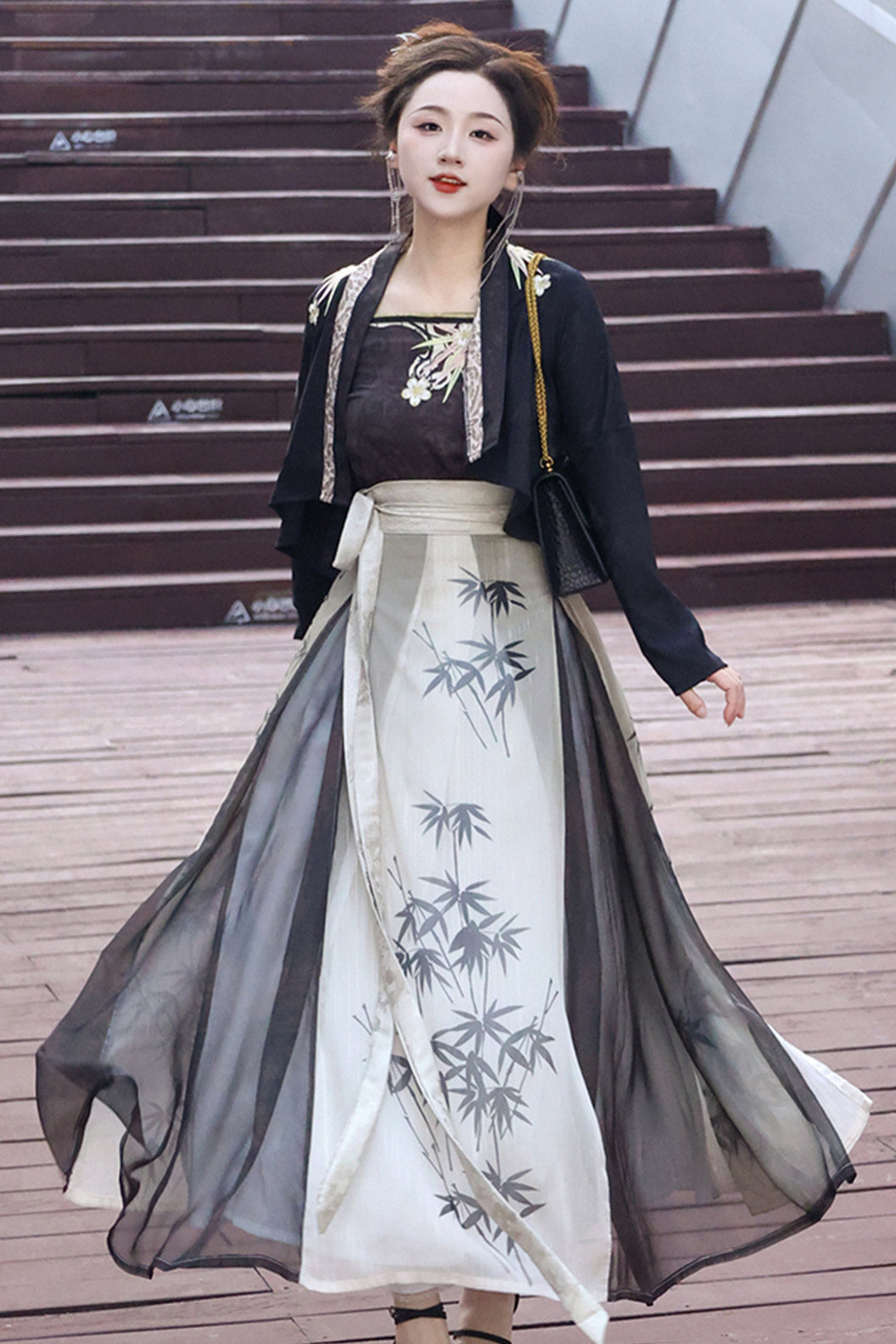 Modern Hanfu Women’s Sipo Sanjian Skirt Chinese Style Hanfu Dress