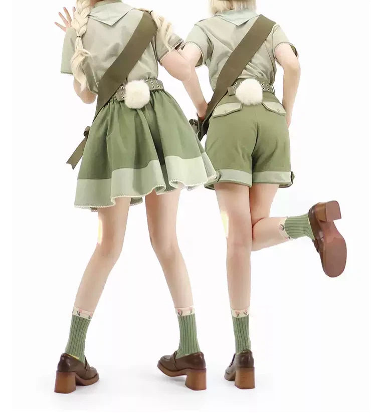 Olive Green Ouji Bunny Set – Short Sleeved Shirt Plus Size Up to 3XL