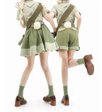 Olive Green Ouji Bunny Set – Short Sleeved Shirt Plus Size Up to 3XL