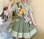 Olive Green Ouji Bunny Set – Short Sleeved Shirt Plus Size Up to 3XL