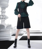 Ouji Fashion Lolita Shirt Vintage British Prince Style Green Long Sleeve Blouse