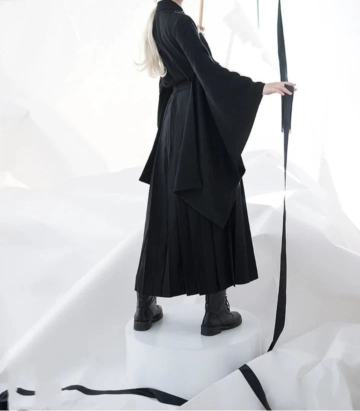 Ouji Goth Lolita Inner Shirt Retro Chinese Style Pointed Neck Big Sleeve Elegant Cape