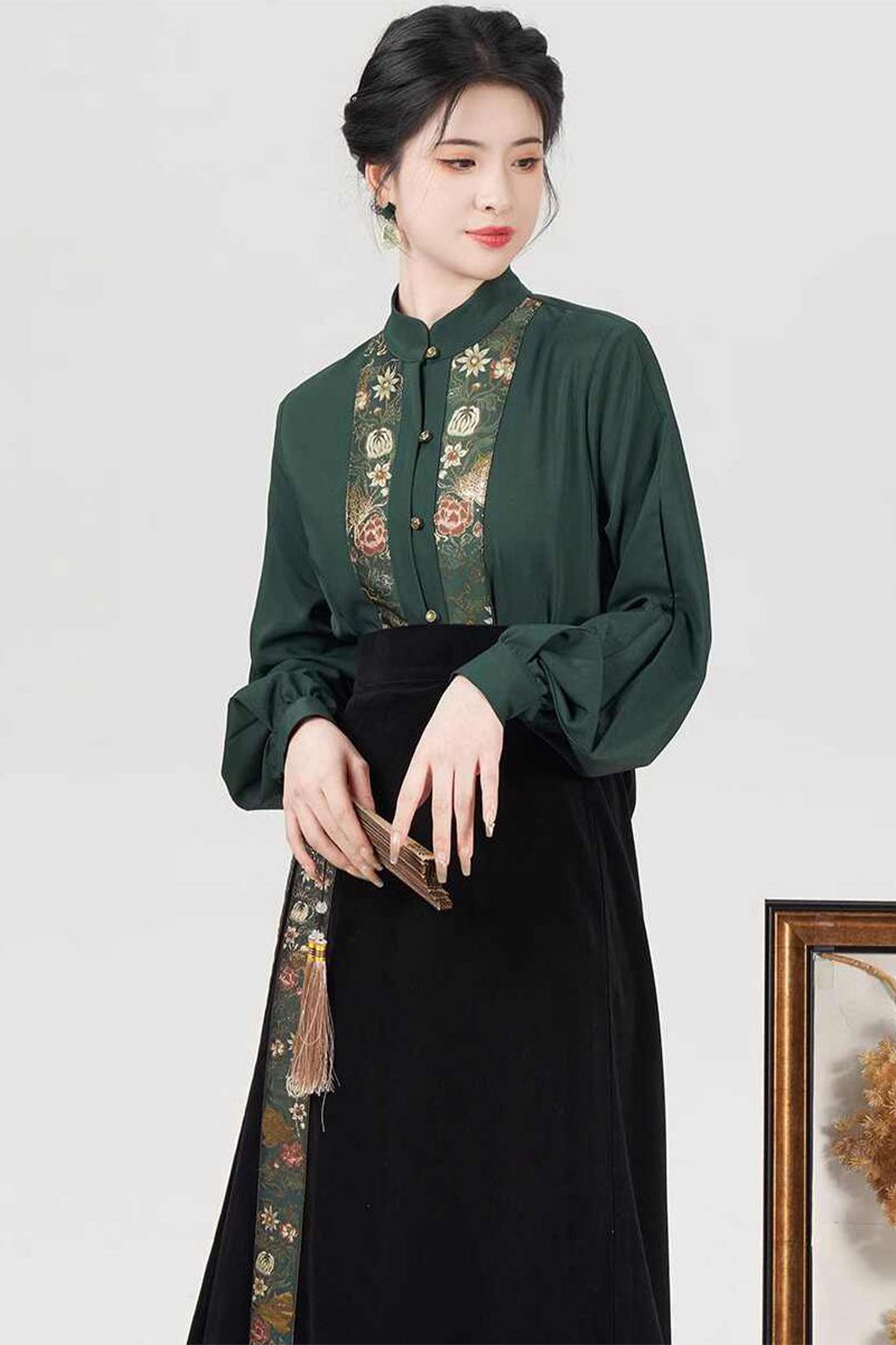 Modern Chinese Dress Fashion Retro Black Hanfu Dress