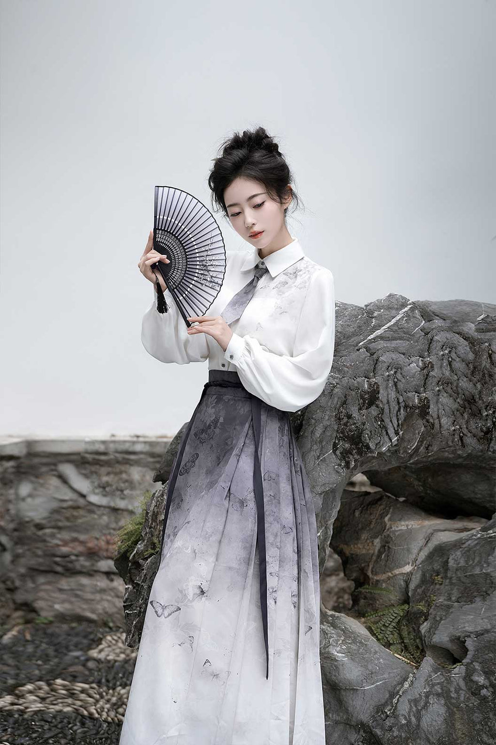 Modern Hanfu Black Hanfu Dress with Ma Mian Skirt Chinese Style