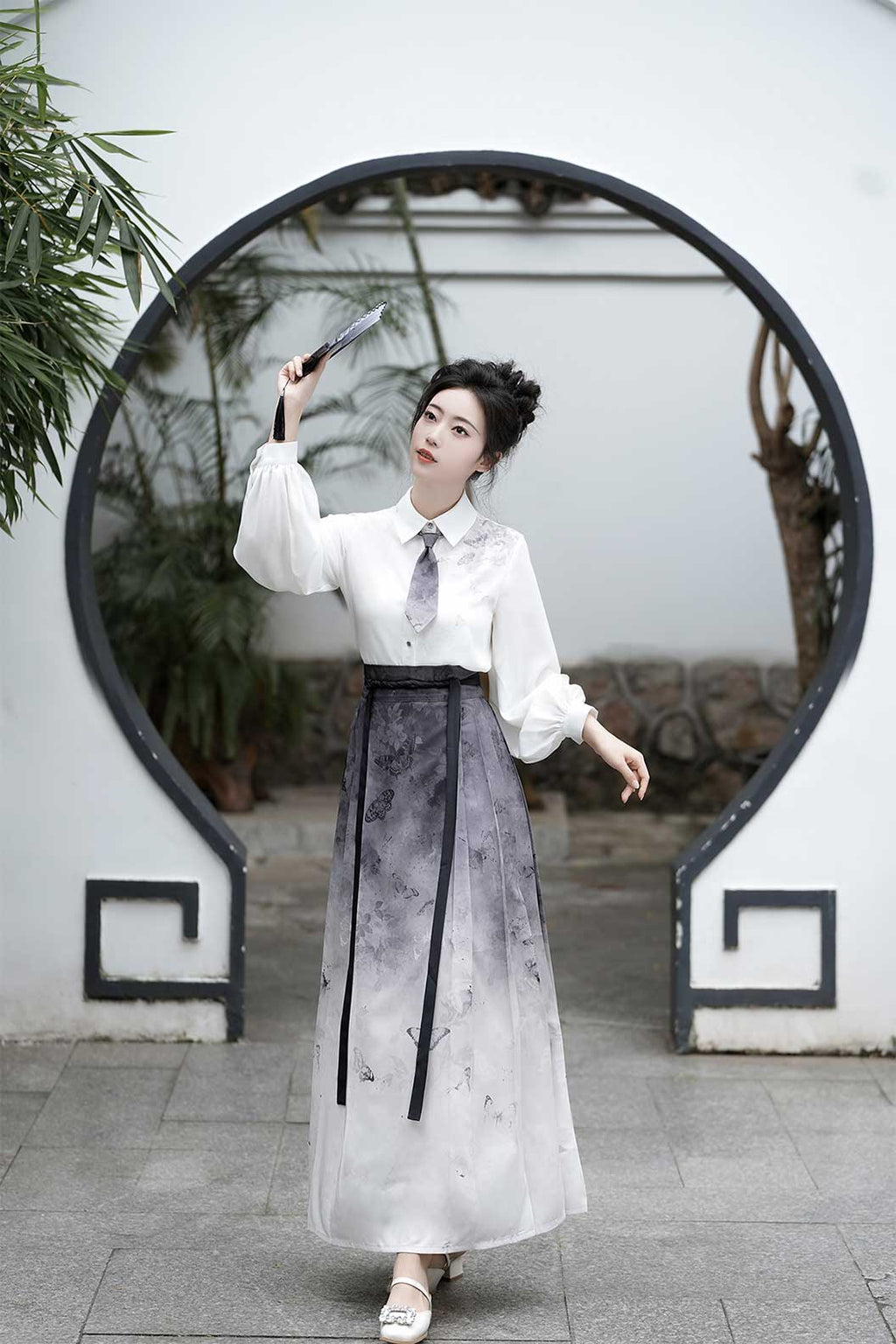 Modern Hanfu Black Hanfu Dress with Ma Mian Skirt Chinese Style