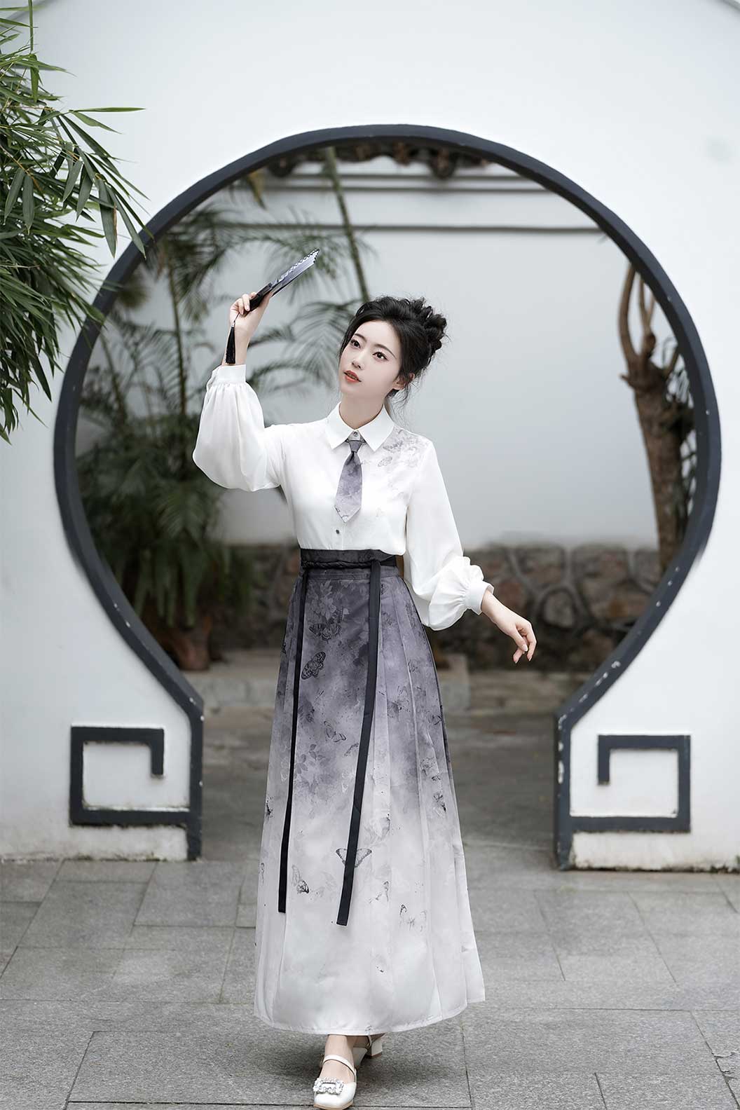 Modern Hanfu Black Hanfu Dress with Ma Mian Skirt Chinese Style