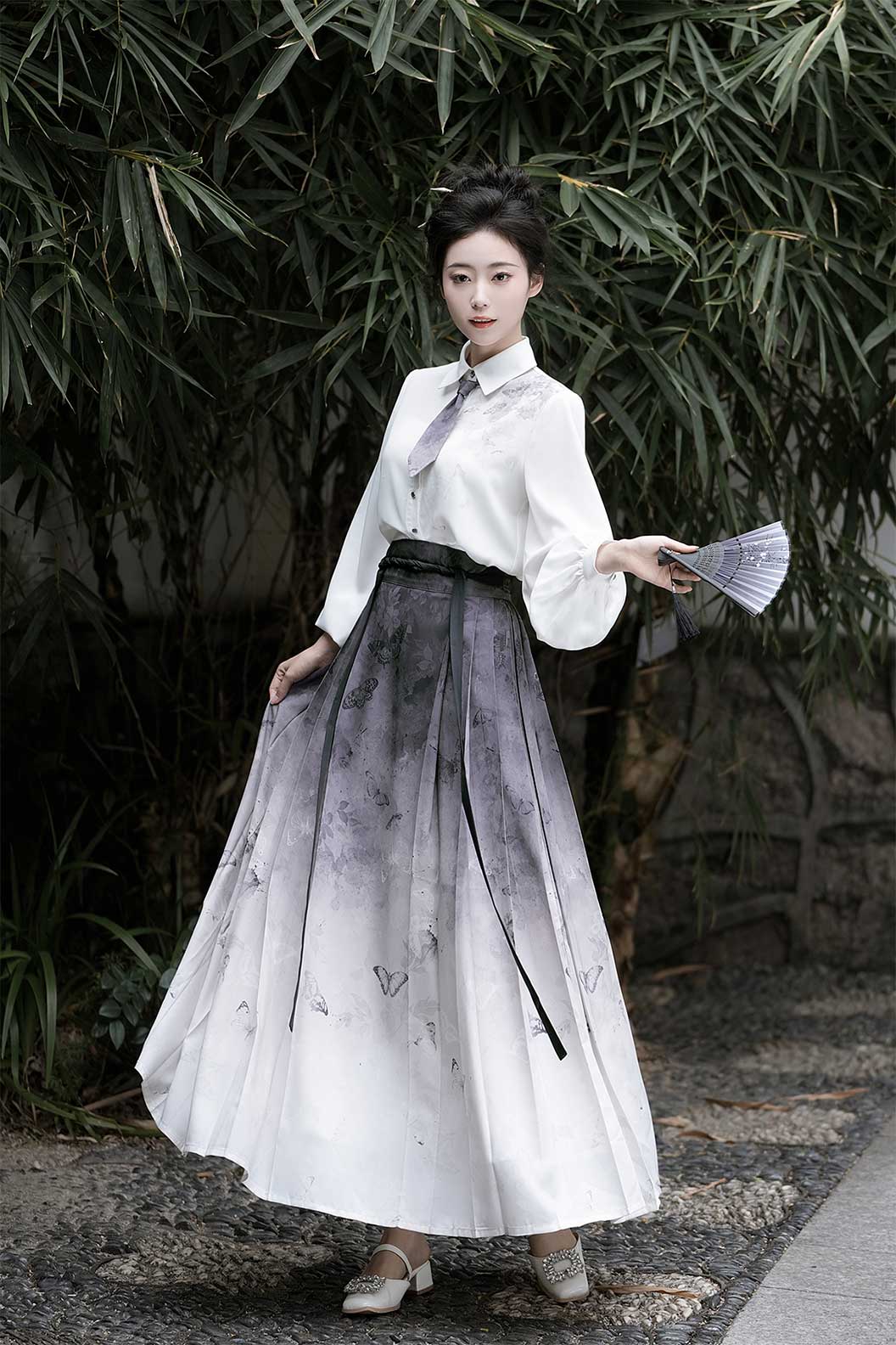 Modern Hanfu Black Hanfu Dress with Ma Mian Skirt Chinese Style