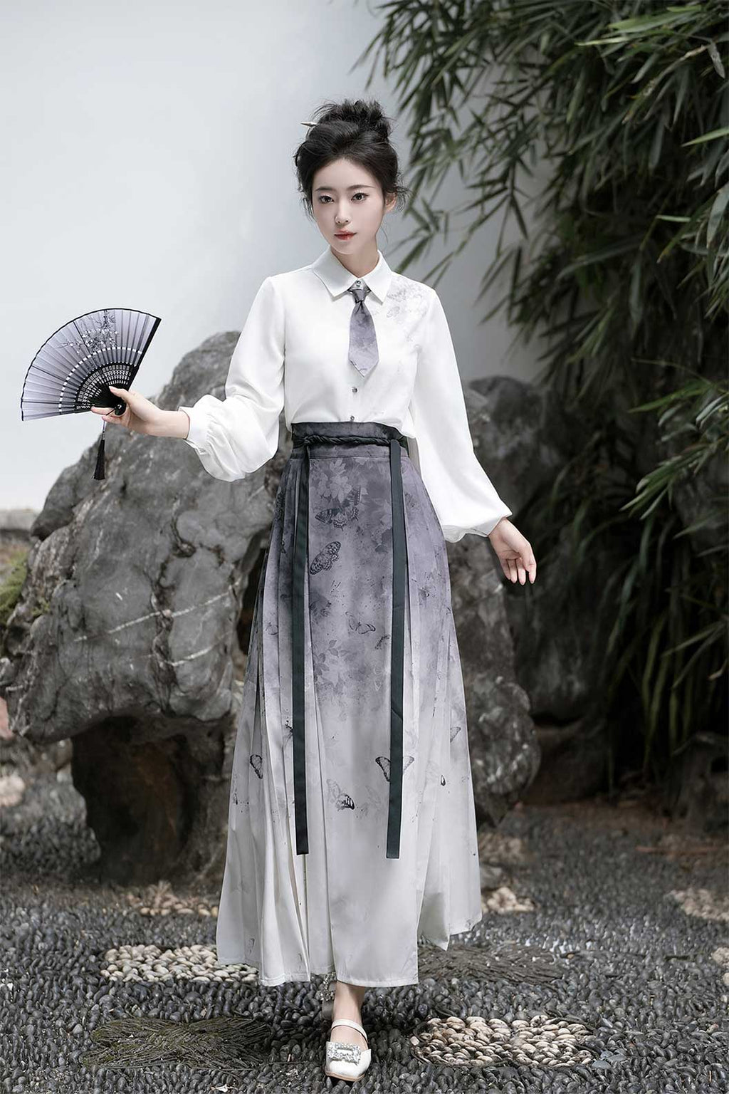 Modern Hanfu Black Hanfu Dress with Ma Mian Skirt Chinese Style