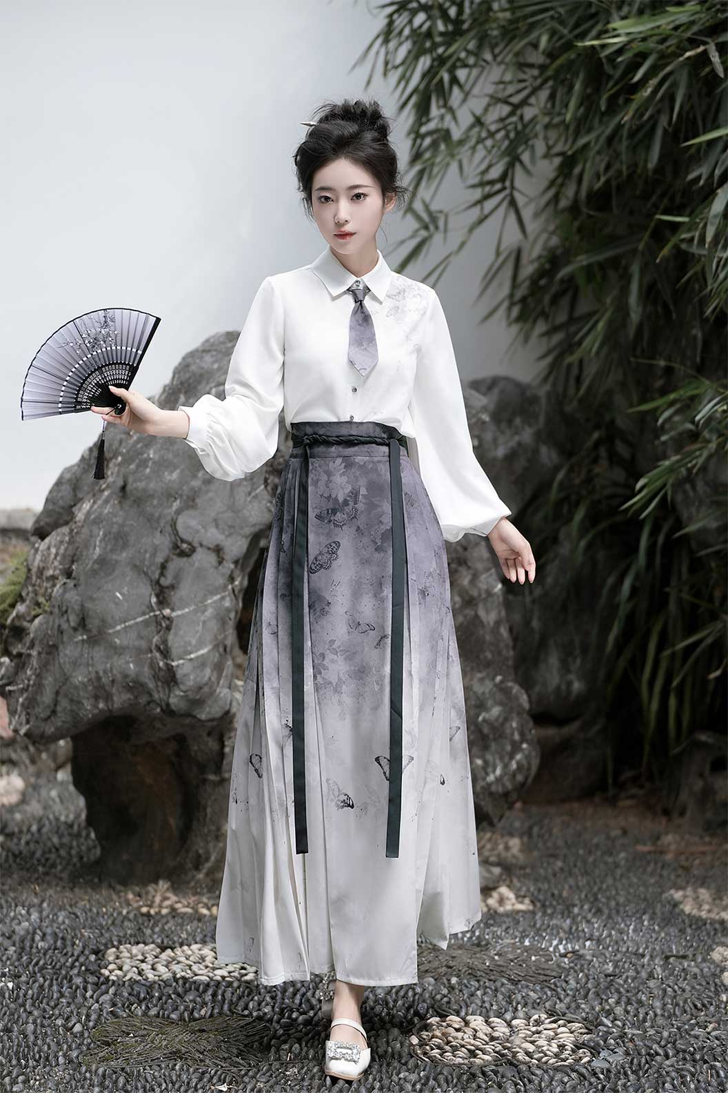 Modern Hanfu Black Hanfu Dress with Ma Mian Skirt Chinese Style