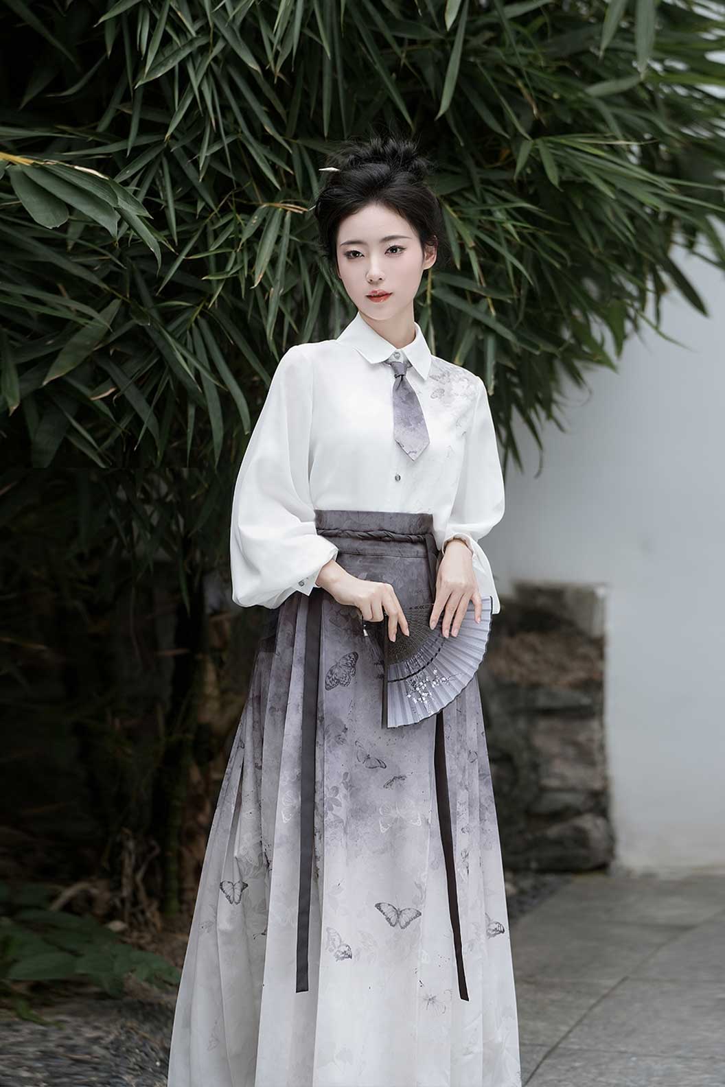Modern Hanfu Black Hanfu Dress with Ma Mian Skirt Chinese Style