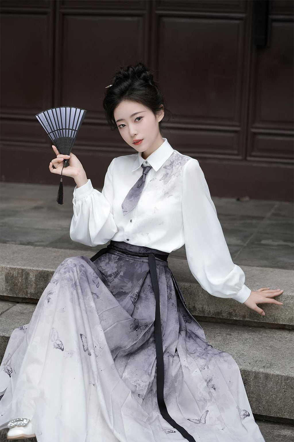 Modern Hanfu Black Hanfu Dress with Ma Mian Skirt Chinese Style