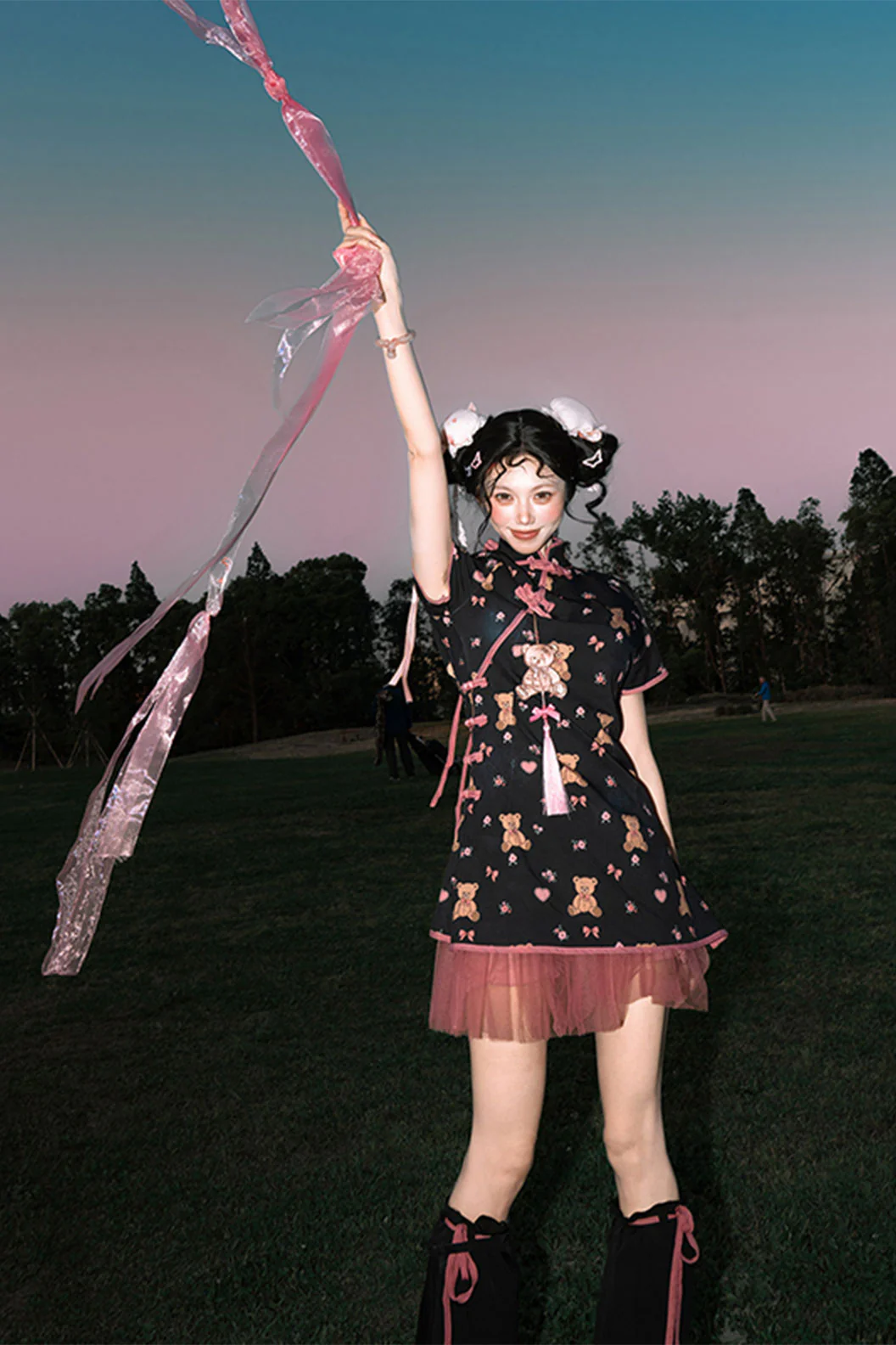 Modern Hanfu Black mandarin dress Cute Chinese Style Dress for Daily Wear  (Preorder)
